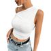 Voya Women's Sexy Spicy Girl Design With Slanted Shoulder Collar, Knitted Slim Fit, Showing Figure, Slanted Shoulder T-shirt_ecoleips.com