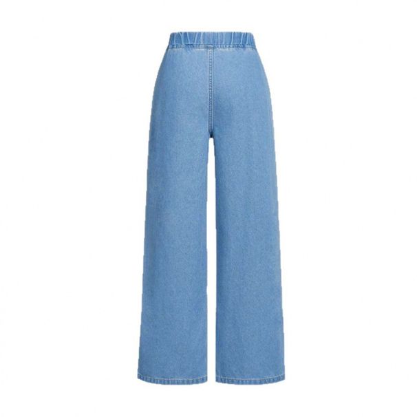 Women's Elastic Waist Straight Leg Jeans Loose Fit High Stretch Wide Leg Pants Autumn Winter New Style Denim_ecoleips.com