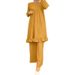 Verve Muslim Commuter Daily Casual Ruffle Solid Color Patchwork Elegant Home Fashion Suit Pants For Women_ecoleips.com
