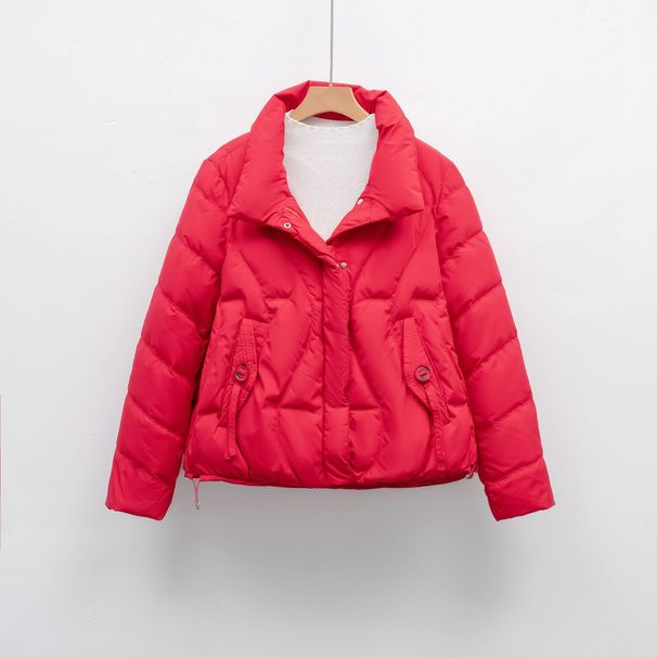 New Winter Warm New Down Jacket Women's Stand Collar Slim Temperament Small Simple Solid Color Coat Tide_ecoleips.com