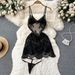 Women's Clothing Summer New Pure Lust Hottie Suspender Lace Embroidery Hollow Sexy Suspender Ruffle Dress Sub_ecoleips.com