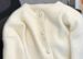Cropped Faux Mink Cardigan – Oversized Knit Coat With Lantern Sleeves (Soft White/Pink/Mint, Plush Textured Fabric)_ecoleips.com
