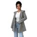 Women's Striped Long Sleeve Trench Coat – Casual Travel Jacket, Polyester Knit, Black (S-Xl) – Fall/Winter Outerwear_ecoleips.com