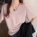 Pure And Alluring V-Neck Snowflake Cotton Short-Sleeve Top, Summer Cotton-Linen T-Shirt, Loose Skin-Covering Women's Clo_ecoleips.com