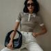Women's Clothing Summer Sexy Navel Baring Lapel Tops For Women Contrasting Tight Short Sleeved Knitted Sweaters_ecoleips.com