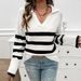 Diyun European And American 2024 Autumn Winter Women's Casual Loose Striped Color-Block Turn-Down_ecoleips.com