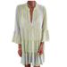 Summer Print Dress With A Loose, Fashionable V-Neck Design, Made Of Chiffon And Featuring Pleated Details._ecoleips.com