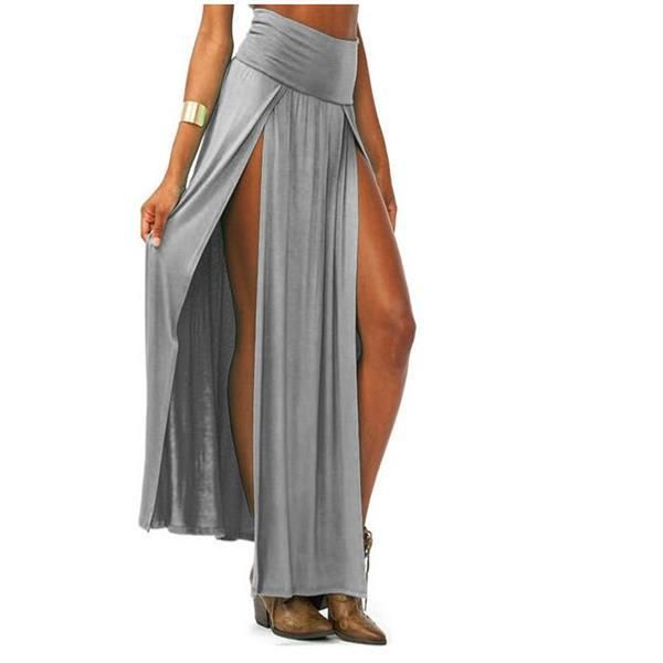 Trendy Women's Hot Sexy High-Waisted Skirt With Front Opening Long Floor-Length Dress_ecoleips.com