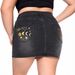 plus Size Black Gold Embroidered Denim Mini Skirt High Waist Slimming Star Moon Design Zodiac Hot Girl Y2K Bodycon Style_ecoleips.com