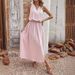 Women's Clothing Spring And Summer Hot Beach Vacation Texture Linen Cotton Dress_ecoleips.com