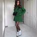 Women's Preppy Knit Sweater & Skirt Set – Solid Color Long Sleeve Pullover With A-Line Mini Skirt (Polyester, XS-XXXL)_ecoleips.com