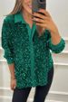 Glitter Collar Button-Up Shirt – Winter Trendy Blouse With Sequin Detailing (Breathable Polyester, Comfort Stretch, Elegant & Edgy Style)_ecoleips.com