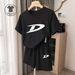 DRbear Women's Fashionable Casual Sportswear Set Summer Unisex Versatile T-Shirt Shorts Couple Outfit_ecoleips.com