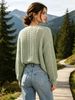 Cable Ribbed Knit Sweater, Lightweight Breathable Jumper_ecoleips.com