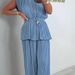 Women's European American Style Two Piece Set Round Neck Solid Color Raglan Sleeve Top Pleated Mid Waist Straight Leg Pants_ecoleips.com