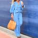 Women's Linen-Blend V-Neck Top & Straight Pants Set – Relaxed Two-Piece Outfit For Casual & Work (7 Colors, S-3XL)_ecoleips.com