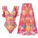 Women's Clothing Sexy One Piece Swimsuit Female Printed Two Piece Chiffon Skirt Swimsuit Suit_ecoleips.com