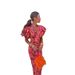 Printed V-Neck Skinny Sheath Waist-Tight Puff Short Sleeve Women's Dress_ecoleips.com