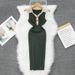 Women's Clothing New Polo Collar Contrast Color Slim Dress Knitted Slim Hip Skirt_ecoleips.com