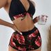 Aria Basics Popular Swimwear, New European And American Style Leaf Print, Two-piece Swimsuit With Shorts, Three-piece Bikini Set_ecoleips.com