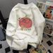 Retro Hong Kong Style Women's Sweatshirt round Neck Fleece Lined Thickened Autumn Winter Loose Fitting Heavyweight Top_ecoleips.com