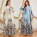 Muslim Dress Women Elegant Middle Eastern Abaya Dress – Flowing Long Sleeve Maxi Dress With Embroidery & Floral Print, Comfortable Polyester Fabric_ecoleips.com