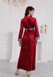 Modest Abaya Dress/Muslim Dress Women Elegant Dress With V-Neck & Embroidered Velvet For Women – Modest Long Sleeve Maxi Dress (Available In S-XXL)_ecoleips.com