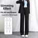 Women's High-Waisted Straight Leg Dress Pants - Flowy Wide Leg Trousers For Office & Casual Wear, Polyester Blend, Petite To Plus Size_ecoleips.com