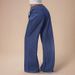 Women's High Waist Drawstring Wide Leg Jeans - Soft Cotton Casual Loose Fit Trousers For Summer (Blue, Sizes 25-30)_ecoleips.com