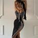 Women's Clothing Tube Top Beaded Sexy Celebrity Bandage Long Skirt Dress Female_ecoleips.com