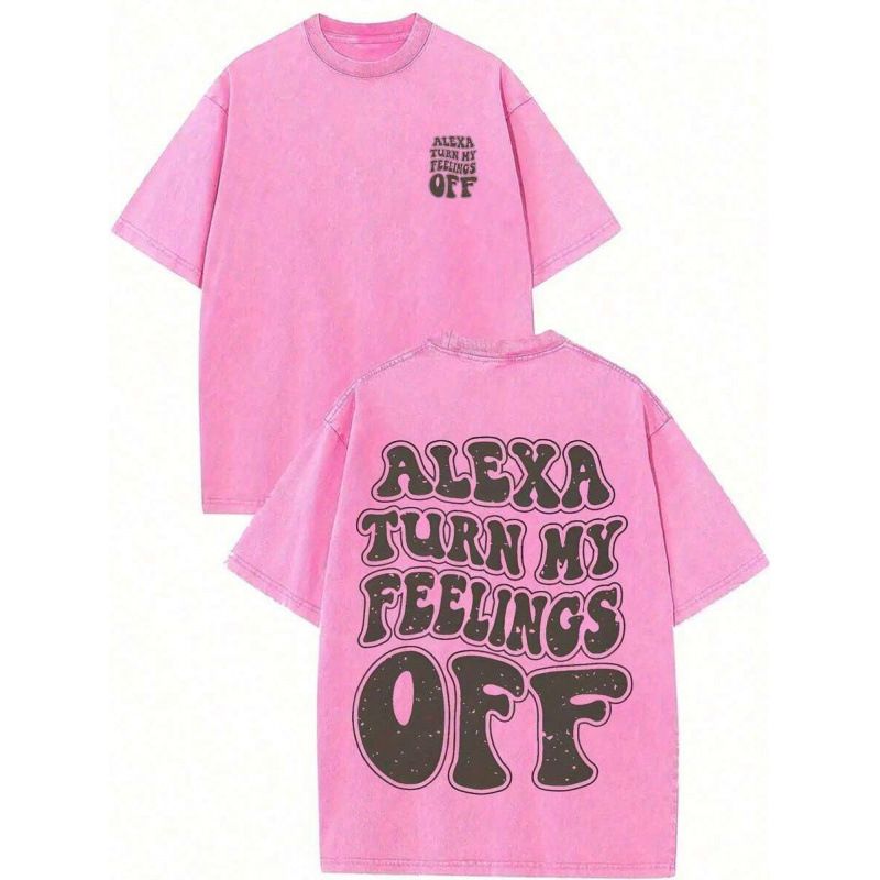 Women's Summer Graphic Tees Pure Cotton European Size 230G Top Alexa Turn off My_ecoleips.com