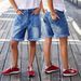 plus Size mid Rise Bermuda Shorts Women's Stretch Denim Shorts Washed Distressed Patch Pocket European American Style_ecoleips.com