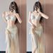 Women's Sexy Two Piece Bikini Set With Long Skirt For Island Vacation Beach Hot Spring Summer Regular Fit Polyester Swimsuit_ecoleips.com
