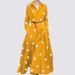 Women's Clothing Autumn Lapel Long Sleeve Ladies Elegant Polka Dot Fashion Beltless Dress Casual Holiday Dress_ecoleips.com