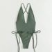 Women's Clothing Solid Color Lace V Neck Bikini New High Waist Triangle Beach Hot Spring One Piece Swimsuit_ecoleips.com