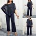 Women's Clothing Solid Color Shawl Sleeve Sequins Sling Elegant Slim Jumpsuit_ecoleips.com