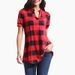 2025 Plaid Print V-neck Short Sleeve Loose Women's Shirt Blouse_ecoleips.com
