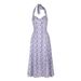 AD340 New Summer Women's Dress: European And American Style Halter Neck Strapless Elegant Purple Printed Dress With Tie_ecoleips.com