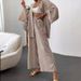 Breathable Cotton Linen Lounge Set - Long Sleeve Button-Up Top With Wide-Leg Pants, Relaxed Two-Piece Outfit For Women_ecoleips.com