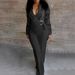 Plus Size Elegant V-Neck Lace Jumpsuit, Long Sleeve Stylish Romper For Women, Casual & Sexy One-Piece Outfit (0XL-5XL, Black & White)_ecoleips.com
