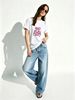 Women's Grunge X Eyes Teddy Bear Graphic T-Shirt, Hip Hop Chain Drip Art Print Crew Neck Short Sleeve Y2K Streetwear Casual Summer Top_ecoleips.com