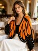 Women Butterfly Pattern Cropped Knit Cardigan Loose Long Sleeve Ribbed Texture Lightweight Hollow Eyelet Breathable Skin-friendly Open Front Cover Up_ecoleips.com
