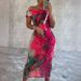 Women's Clothing Sexy One Shoulder Printed Sleeveless Elastic Hip Dress_ecoleips.com