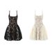 Women's Clothing Patchwork Lace Mesh Slim Fit Suspender Dress Women's Lace & Mesh Sleeveless Bodycon Dress – Beige/Black (Sizes S, M, L)_ecoleips.com