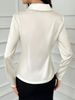 Elegant Style Women's Top, Thin Fashion Solid Color Beaded V-neck Long-sleeved Commuter Shirt, Daily Workplace Party_ecoleips.com