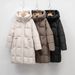 Down Jacket Women's Medium And Long Winter New Korean Version Fashion Bread Jacket Thickened Warm White Duck Down Jacket_ecoleips.com