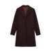 Loose Shoulder Pads Straight Long Woolen Coat Tall Coat_ecoleips.com