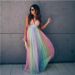 Spring/Summer Sexy Deep V Neck Rainbow Mesh Camisole Dress for Women European American Cross Border Trade New Arrival 2022_ecoleips.com