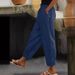 Women's Cotton Linen Trousers Solid Color Casual Elastic Waist Side Pocket Fashion Everyday Spring Autumn New Style_ecoleips.com