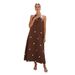 Women's Off-Shoulder Wrap Dress Polka Dot Print A-Line Beach Dress Breathable Fabric Coffee Striped_ecoleips.com